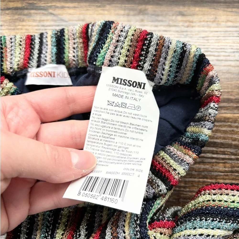 Missoni kids knit stripe pants leggings pull on sz 4-5 years shimmer multicolor